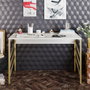 Hanah Home Mesa de estudio Tuna - Gold Dorado y Blanco